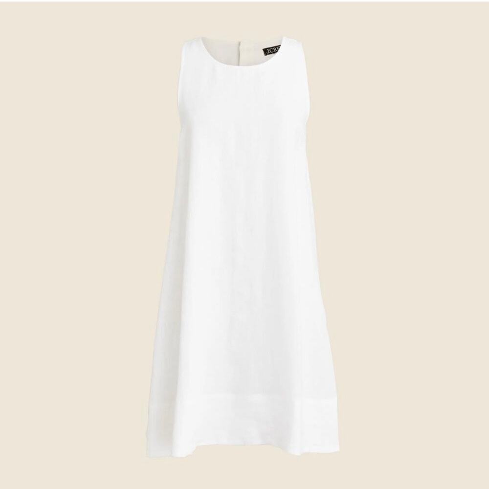 J.Crew Maxine Button Back Dress Linen Shift Mini Minimalist White Small NWT